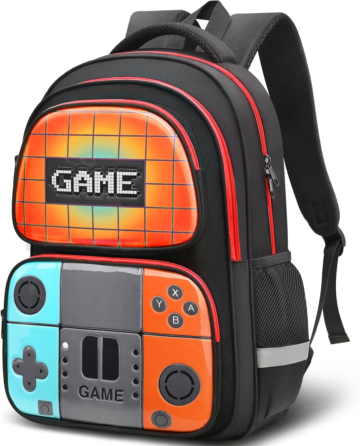School Backpack For Boys,Gamer Kids Backpack For Elementary Middle School Student Age 6-14,17″ Video Game Bookbag For Laptop