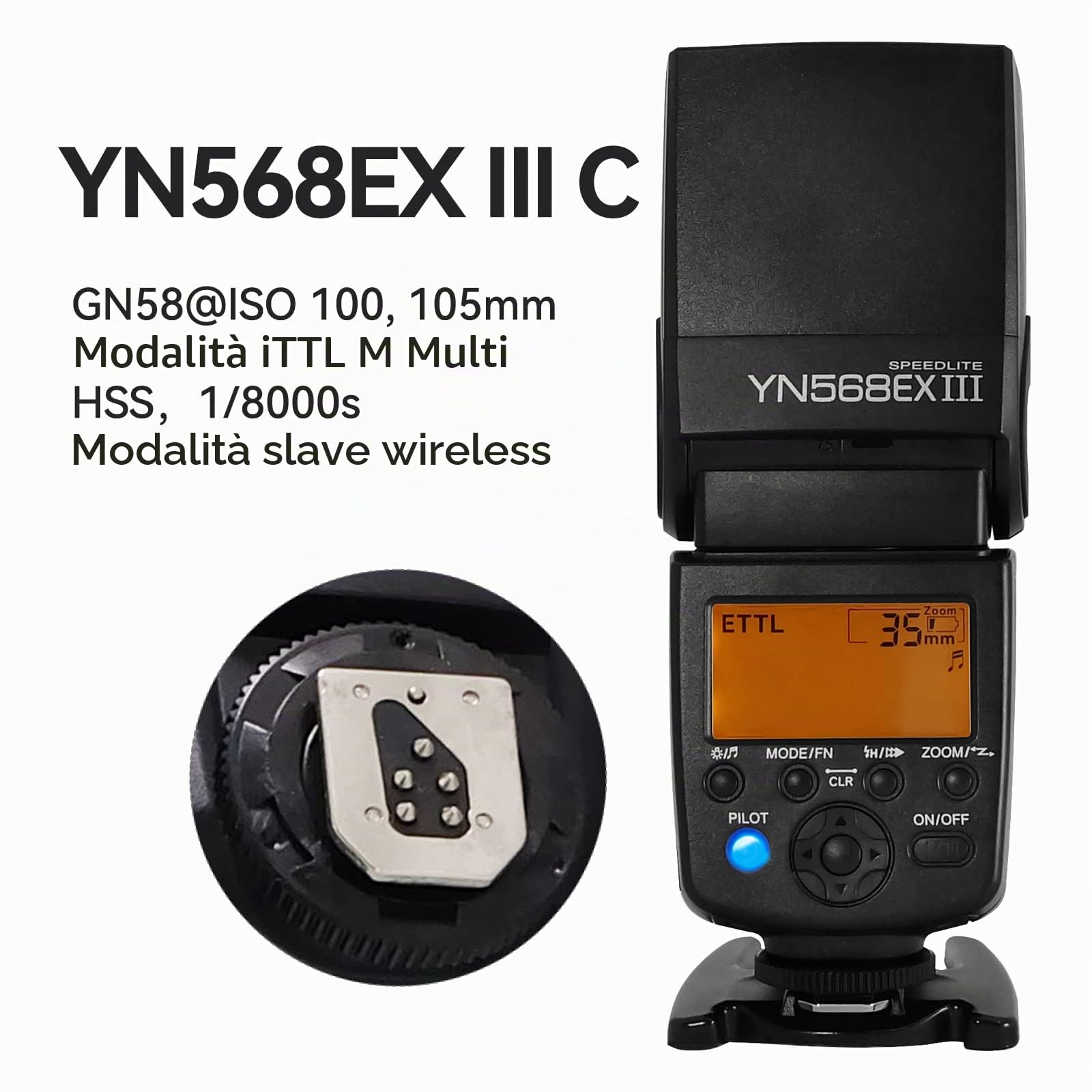 Yongnuo YN568EX III Wireless Master e Slave TTL Flash Speedlite con sincronizzazione ad alta velocità Compatibile con fotocamera Canon DSLR