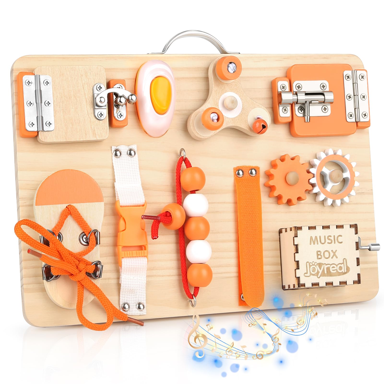 Wooden Busy Board for Toddlers - Montessori Toys Sensory Activity Board Travel for Plane Fine Motor Skills Gift for Girls Boys