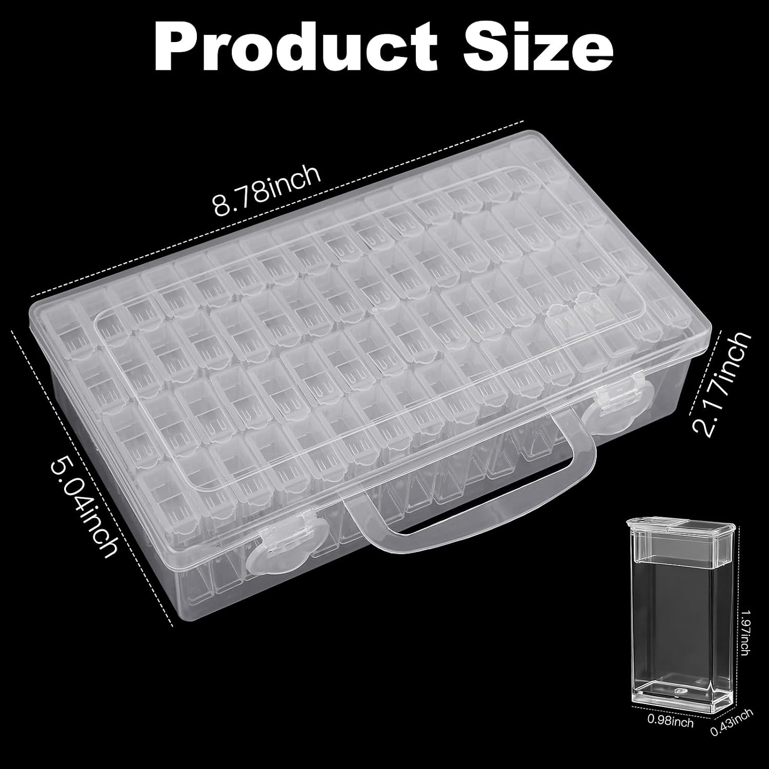 64 Grid Diamond Painting Storage Containers - Portable Transparent Diamond Art Storage with Adjustable Dividers & Sticker Labels for Art Kits, Beads, DIY Crafts, Jewelry Making Accessories