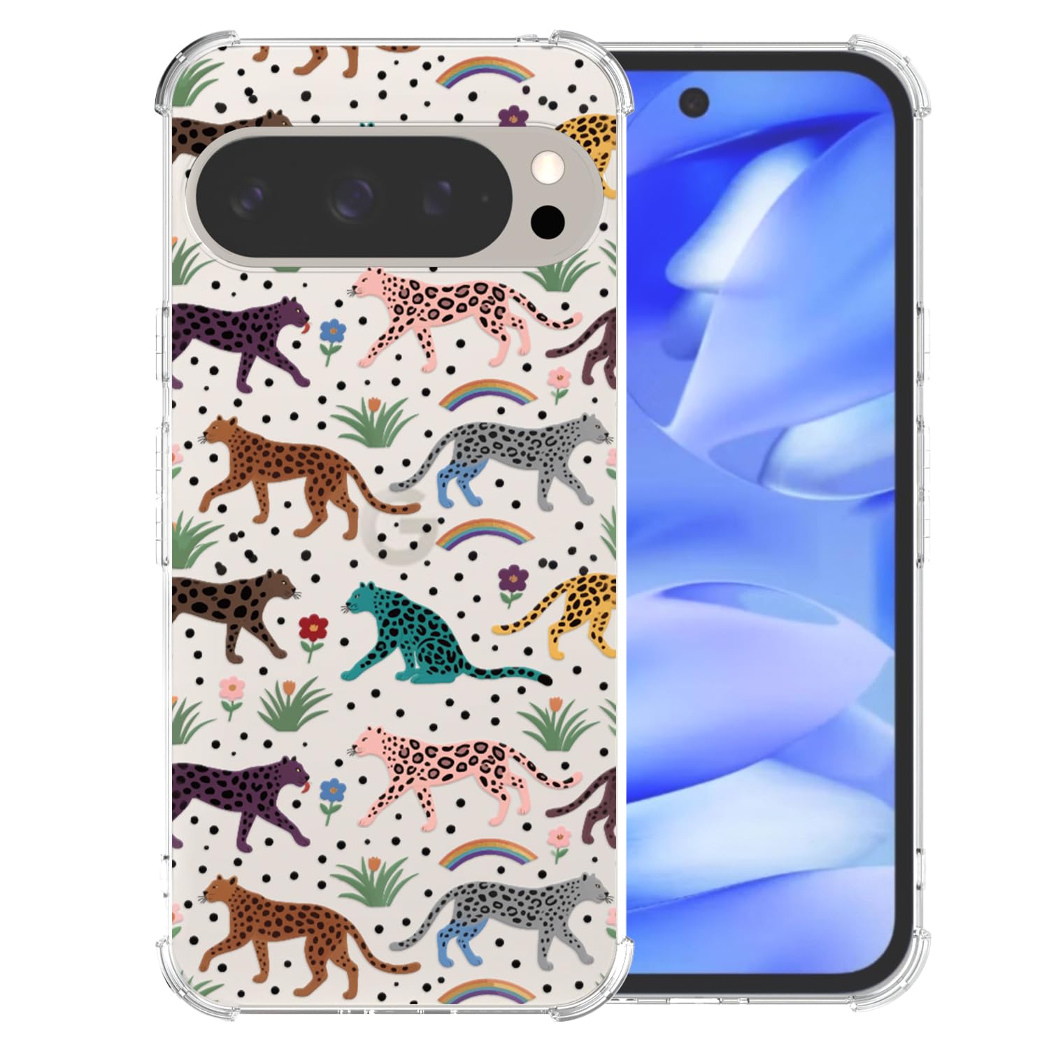 Coque Google Pixel 9 Pro XL anti-choc transparente léopard souple - 8