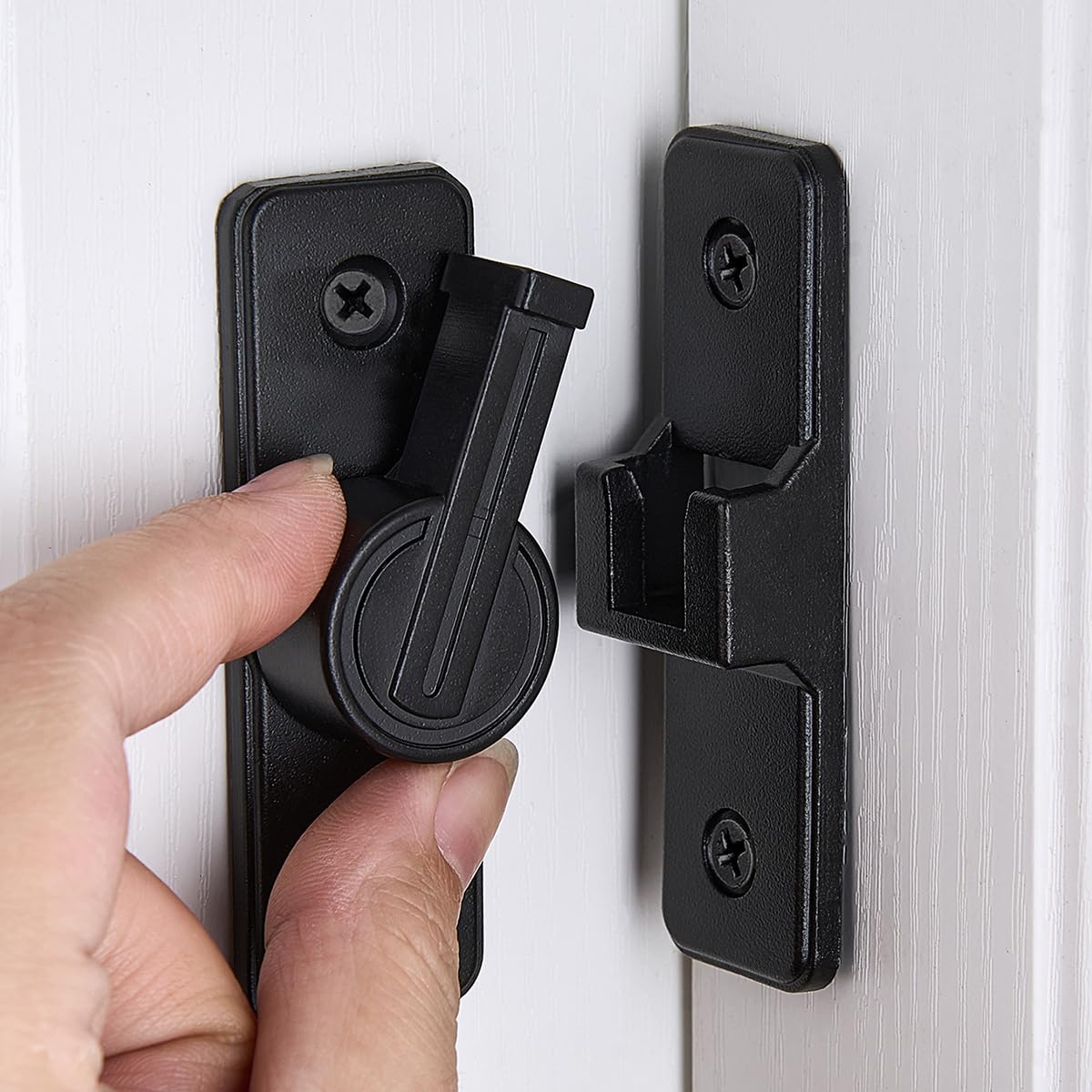 Barn Door Latches,Black 90 Degree Gate Lock,Flip Gate Latches Hardware,Zinc Alloy Right Angle Door Lock Latch,Door Security Sliding Door Latch Lock for Cabinets-image-22