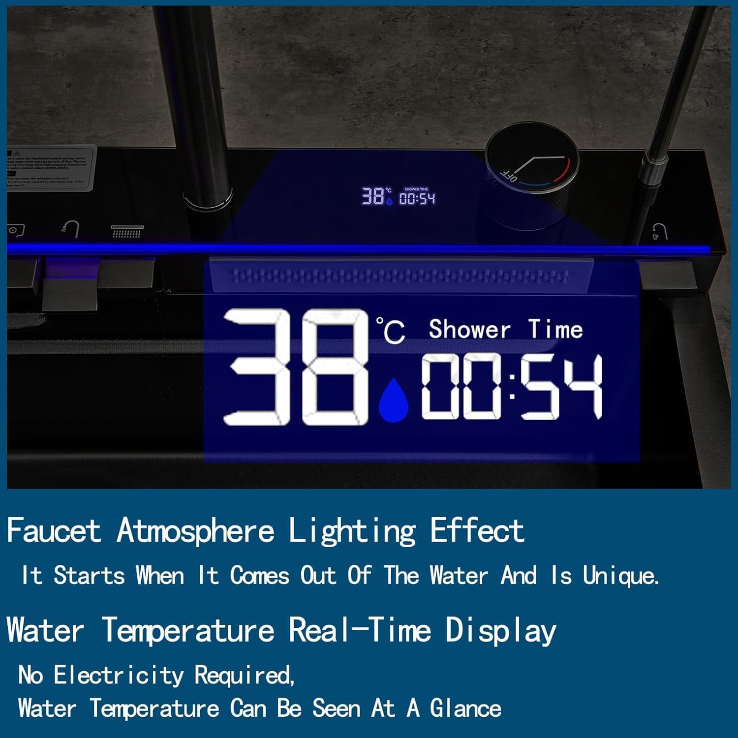 Waterfall Kitchen Sink with 5-Piano Switch (30x18x10 Inch) and Pull-down Faucet And Accessories 304 Grade Steel Sink with LED Digital Display & RO Tap - Nano Coating (Black), photo 5 of 5