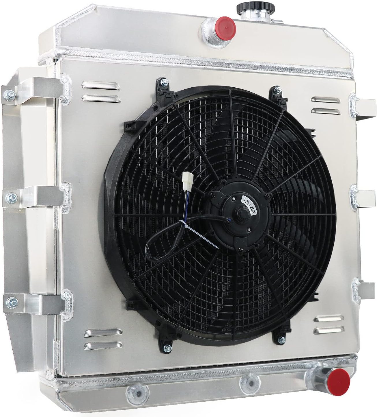 3 Row Radiator&Shroud Fan For 1955-1959 57 Chevy Truck Pickup 3100 3200 3400 3500 3700 3600 3800 Suburban Apache/GMC 100 150 Truck 1956 1957 1958 Aluminum Radiators