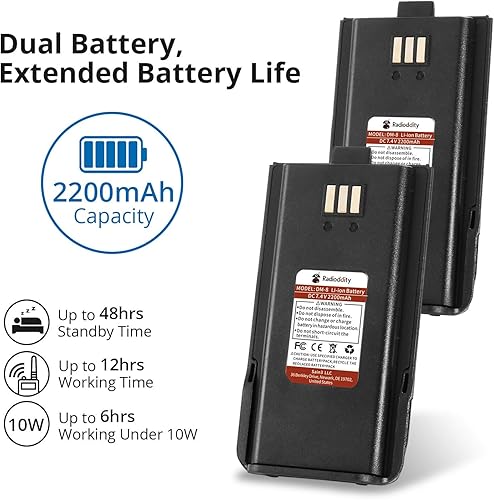Miniatura 2 de Radioddity GA-510 - Radio de mano de 10 W, radio bidireccional de doble banda de alta potencia de largo alcance con dos baterías de 2200 mAh y cable