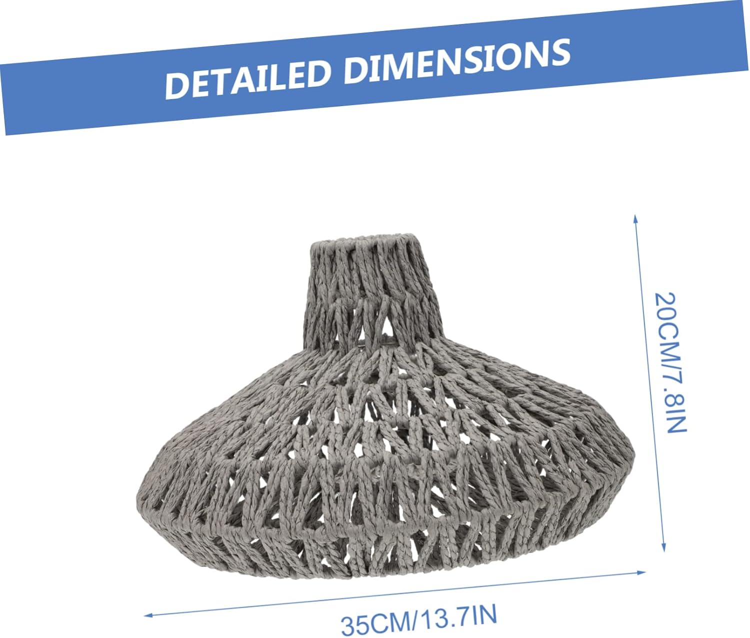 Lurrose 1pc Nordic Style Paper Rope Chandelier Shade Minimalist Pastoral Lighting Decor for Dining Room Easy to Install Lampshade for Warm Atmosphere Creative Home Decoration Gray