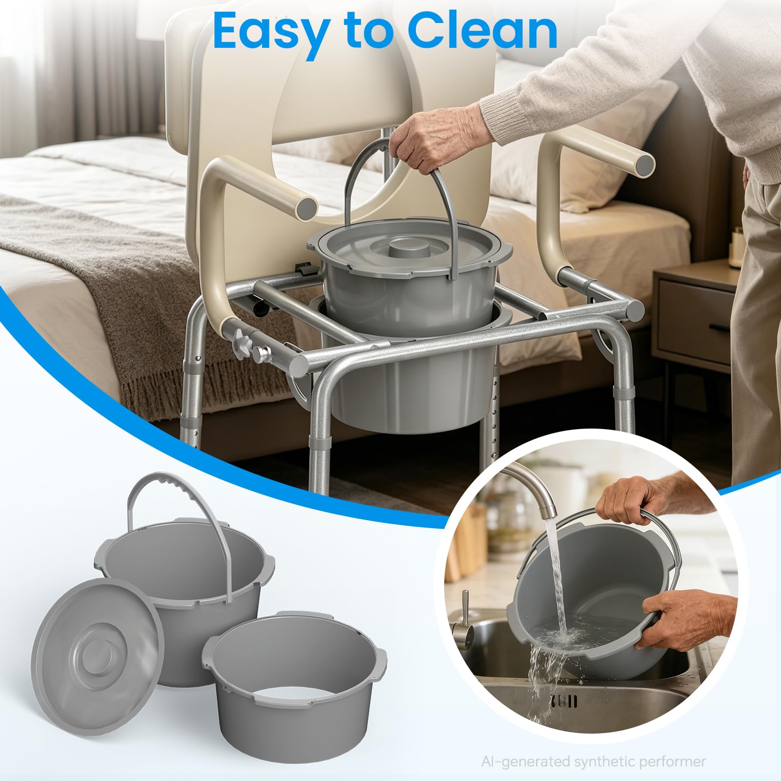 Drop Arm Bedside Commode - Easy Transfers -6