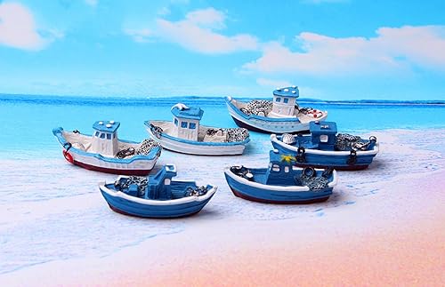 Miniatura 4 de 12 piezas de barco de vela miniaturas de barco mediterráneo, jardín de hadas en miniatura musgo paisaje DIY terrario manualidades adorno accesorios