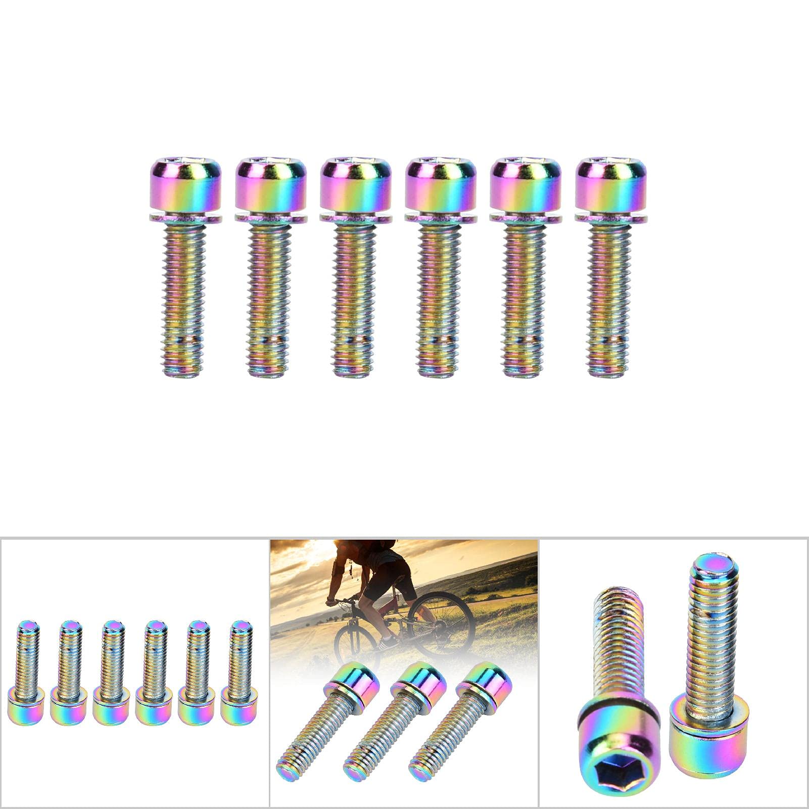 Śruba do Bagażnika Rowerowego, 6 szt. Śruba M5 M5x25mm Rower ze Stopu Tytanu Uchwyt na butelkę Śruba do Przechowywania Rowerów Śruba do Stojaka Akcesoria Rowerowe