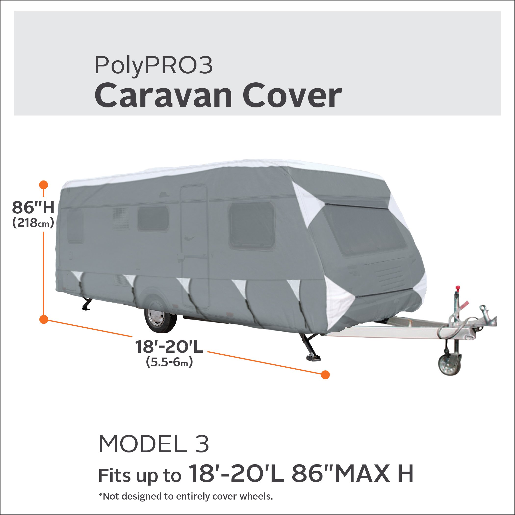 Classic Accessories 80-304-163101-RT PolyPRO 3 Deluxe Caravan Cover, pasuje do przyczep, 548-609 cm L