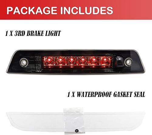 Miniatura 3 de Tercera luz de freno LED, luz de freno trasera de montaje alto, lámpara de carga para Jeep Grand Cherokee 2005-2010 (lente ahumado+carcasa cromada)