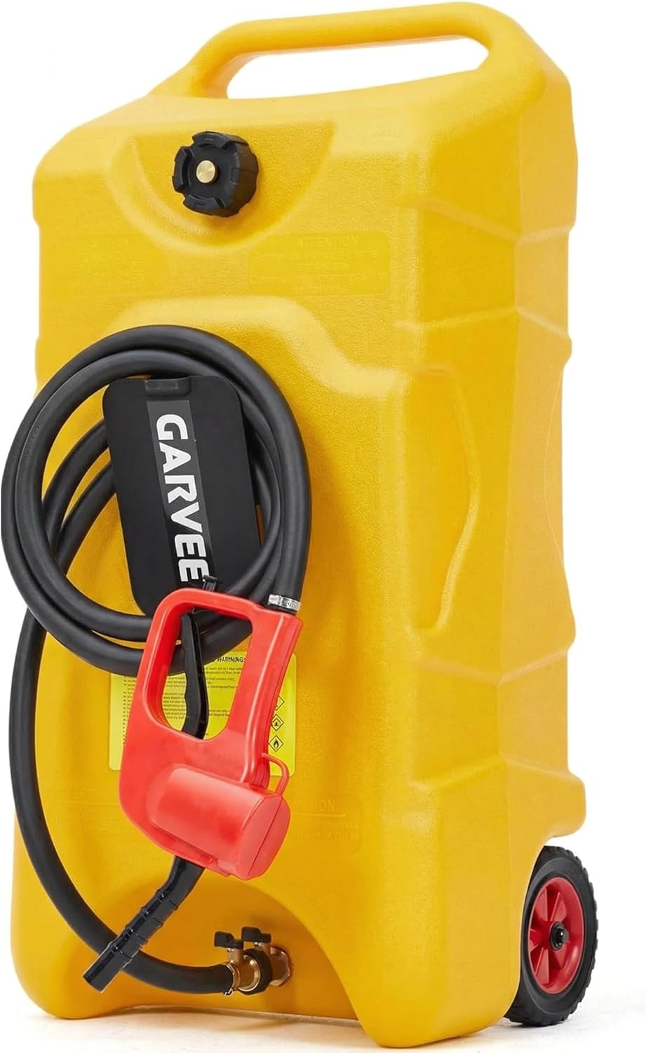 Garvee 16 Gallon Gas Can, Fuel Tank Container with LE Fluid Transfer Manual 10 FT Siphon Pump, Portable Diesel Gas Storage Caddy w/Wheels for Car, ATV, Weeder, Boat, Tractor, Snow Blower,Generator