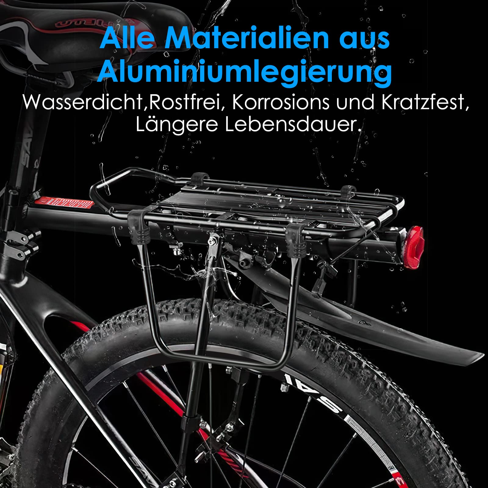 SPGOOD Fahrrad Gepäcktrager Set [24-29 Zoll ]- Einstellbare Universal Aluminiumlegierung Mountainbike Gepäcktrager mit Reflektor, Schnellverschluss und Montage