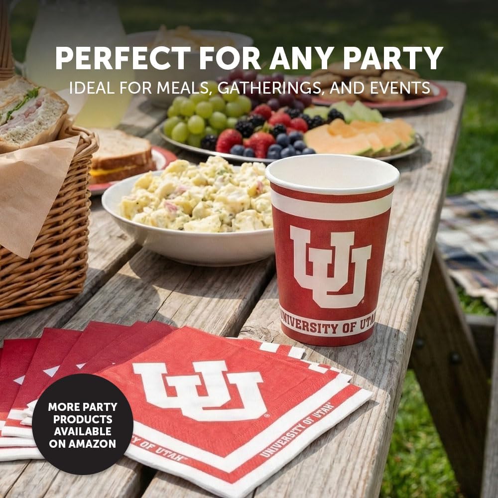 Desert Cactus University of Utah Paper Cups UU Utes 20 Count 9 ounce Cold Beverage Cups for Tailgates, Graduation and Events (Design A) - Image 4