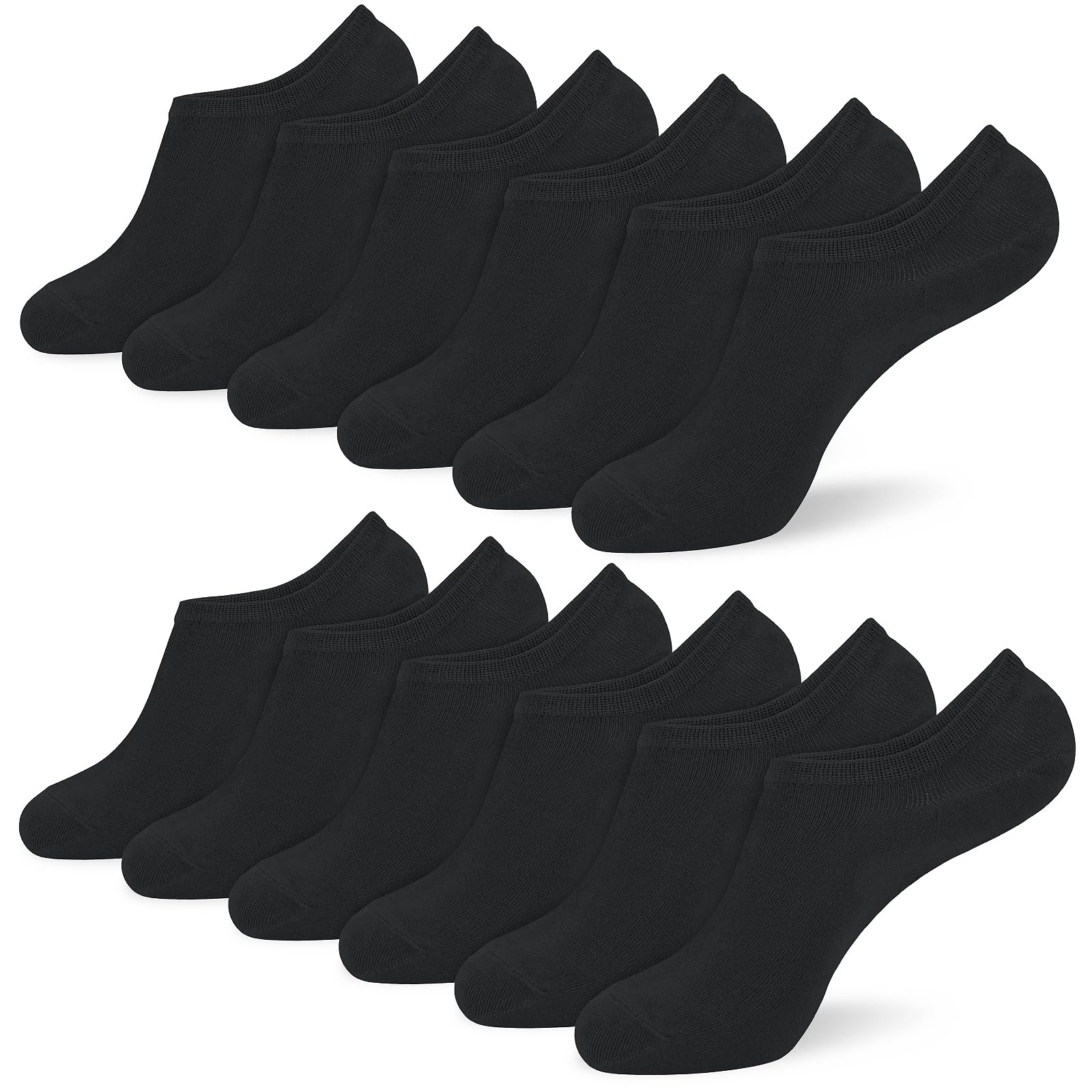 Srclo Women's Black And Mens 6 Pairs Bamboo Trainer Socks, No Show Socks Low Cut Invisible Non Slip Liner Socks Multipack Casual Footies For Sneaker Loafers And Boat Shoes