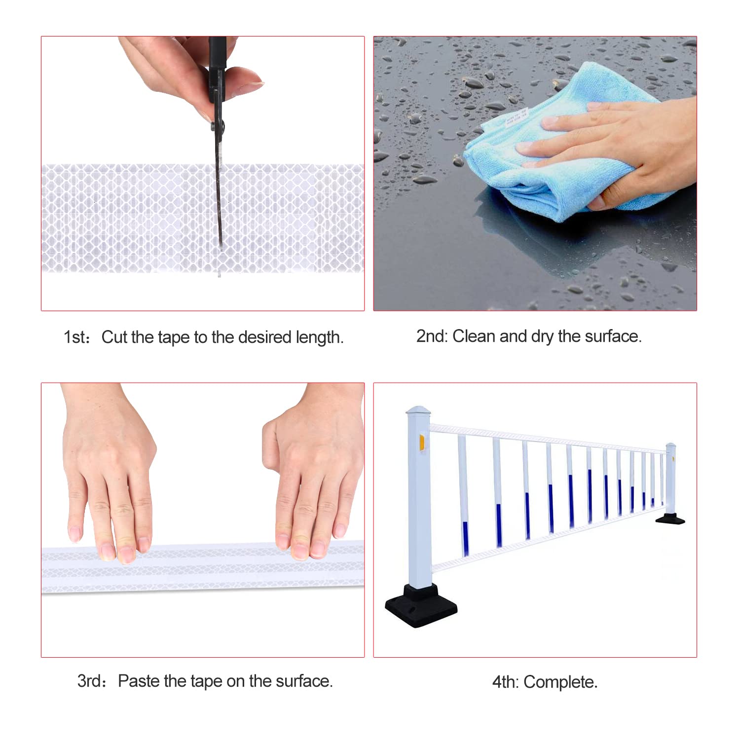 LeaGerous シルバーホワイト反射安全テープ 屋外 防水 プリズムシート 目立つ注意ステッカー PETフィルム付き 全長300