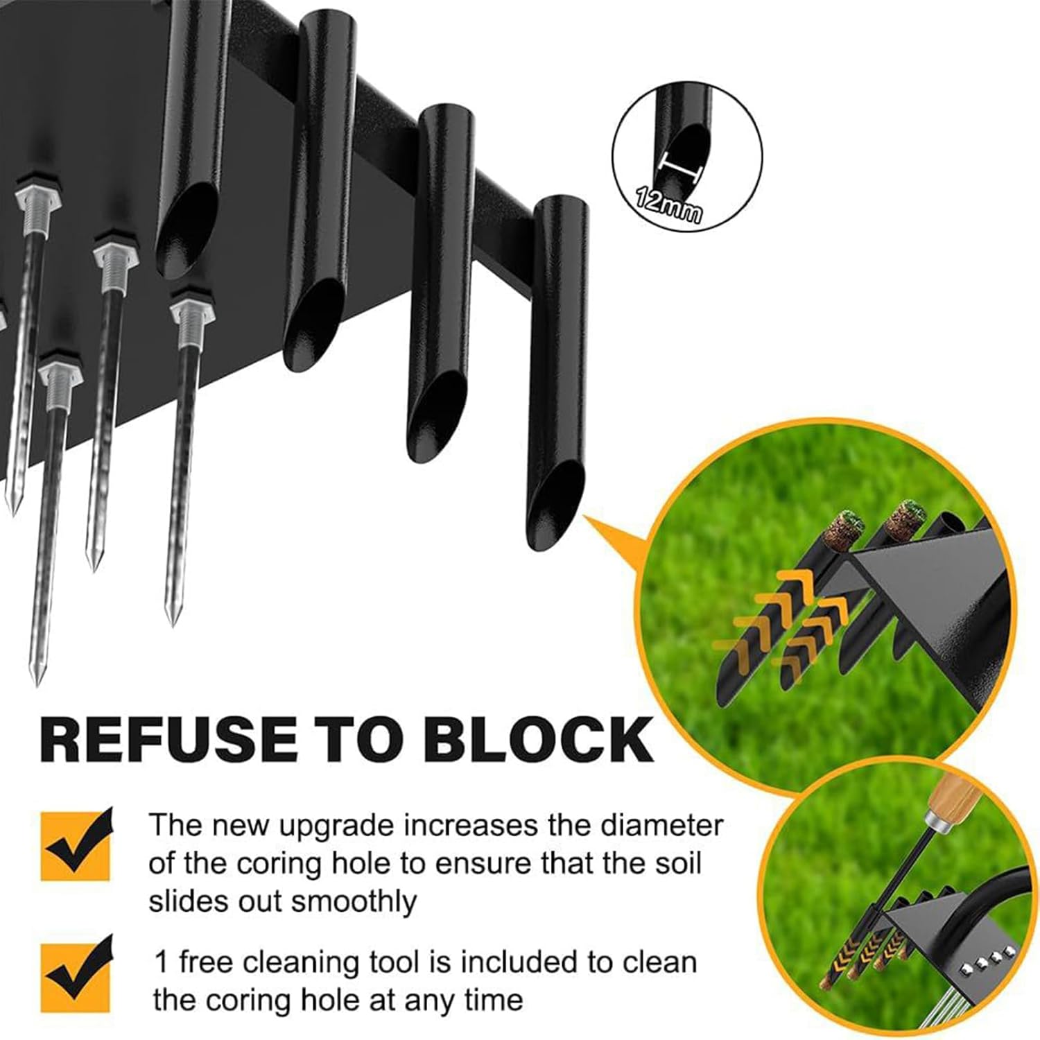 Lawn Aerator, Lightweight and Portable Design, 98x25x12cm, Manual Lawn Grass Air Aerator Tool, Soil Loosening Puncher, Easy to Use and Ergonomic, for Yard, Patio, Vegetable Field, Farm, Greenhouse