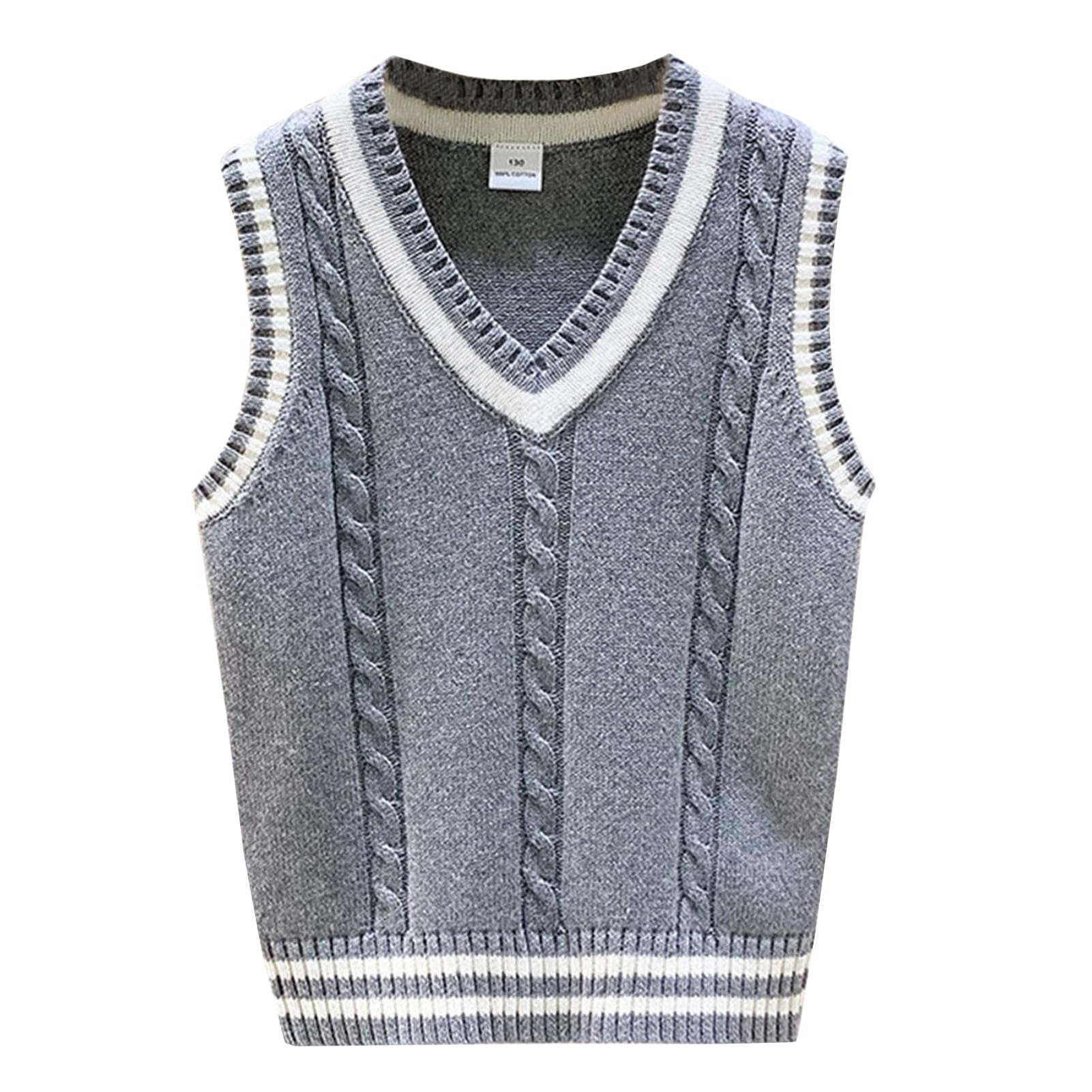 Chaleco de Punto sin Mangas con Cuello en V para Niños y Niñas, Jersey de Uniforme Escolar para 2-15 Años