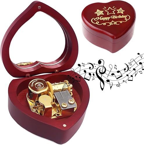 Miniatura 8 de ROSIKING Caja de música clásica de madera con forma de corazón, para Navidad, cumpleaños, día de San Valentín, regalos para amante, novio, novia,