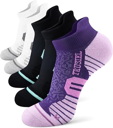 Trusiel Ankle Compression Socks for Women Running Moisture Wicking 5 Pairs