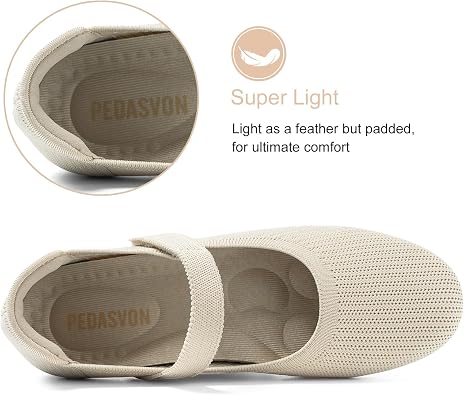 Women's Mary Jane Flats Adjustable Straps Ballet Breathable Shoes Washable Slip On for Work Weddings Travel Casual Round Toe Comfortable Flats