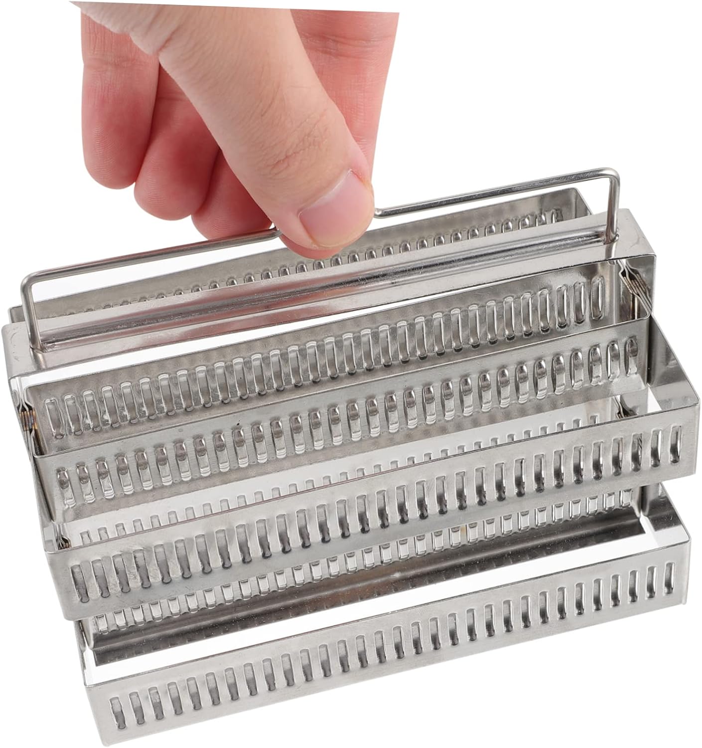 Mikinona 2pcs Stainless Steel Microscope Slides Holder Storage Rack for Glass Slides Staining Rack Lab Tool