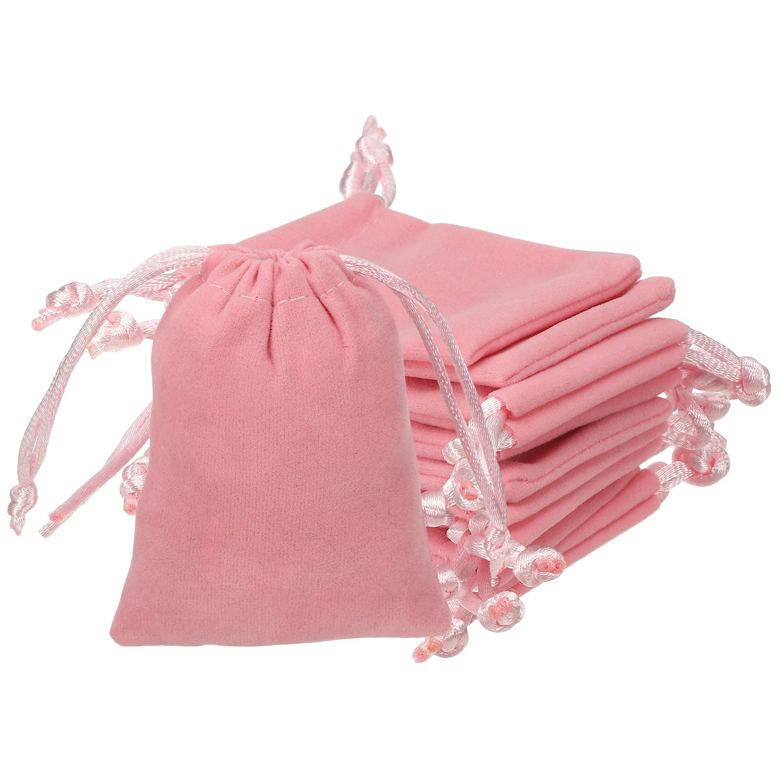 YELARXI Velvet Jewelry Bags with Drawstrings, Velvet Earring Gift Bags Wedding Favor Pouch 2 x 3 Inch Fit for Jewelry Candy Christmas Party Graduation Birthday Easter - (10 Pack, Pink)