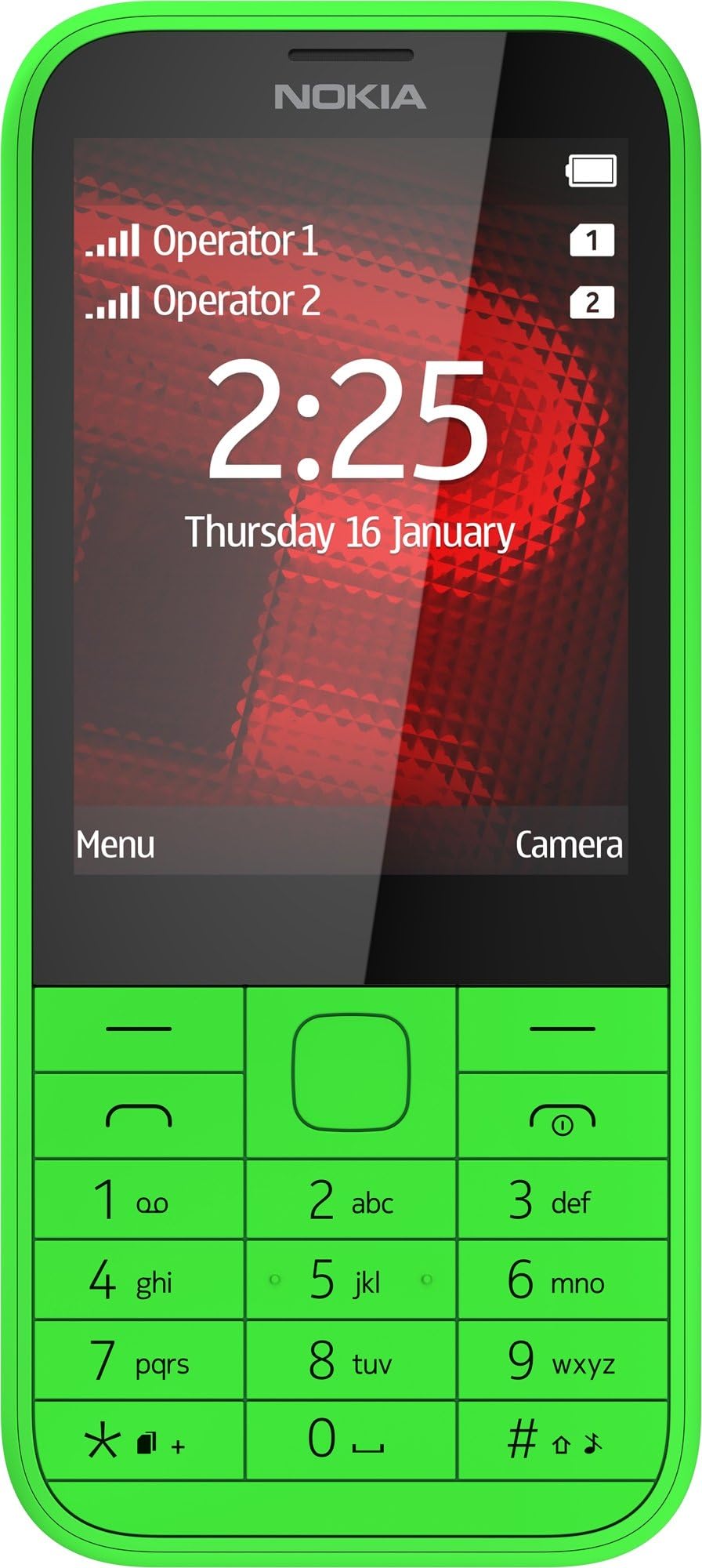 Nokia 225 Dual SIM (Rm-1011) - ^Global Model^ Dual-band (Green Color) ^Factory Unlocked^ with ^Led-torch^ Equipped