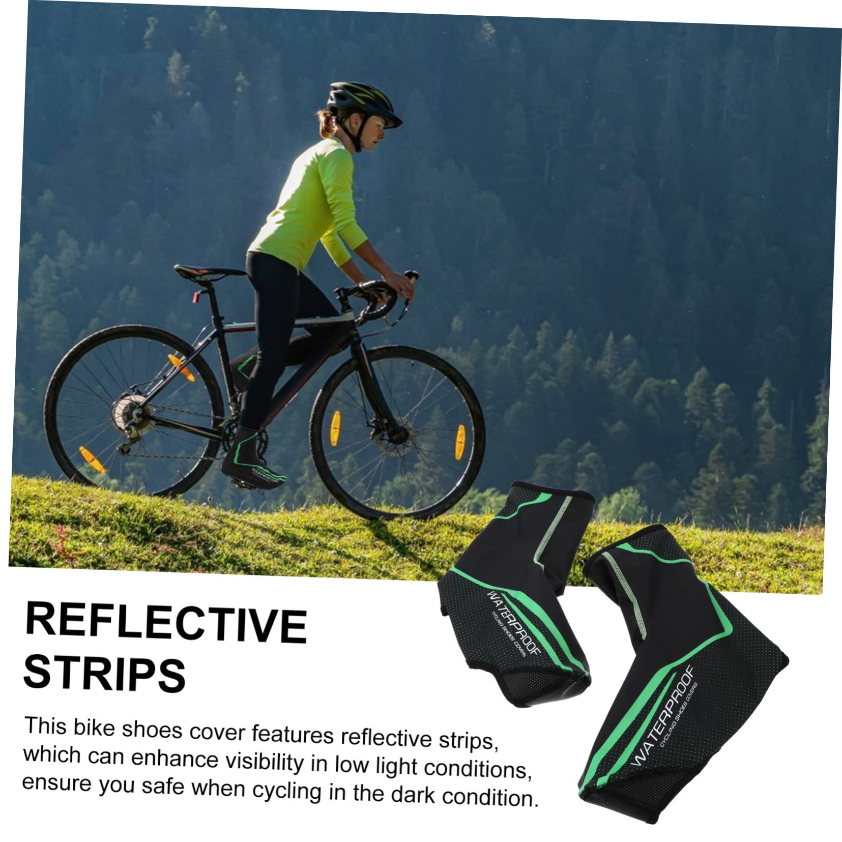 VANZACK Cubierta del Zapato Bicicletas estáticas cubrebotas a Prueba de Viento Chubasquero Bicicleta Protector de Zapatillas Cubrezapatillas térmicas cálidas chanclos de Montar PU