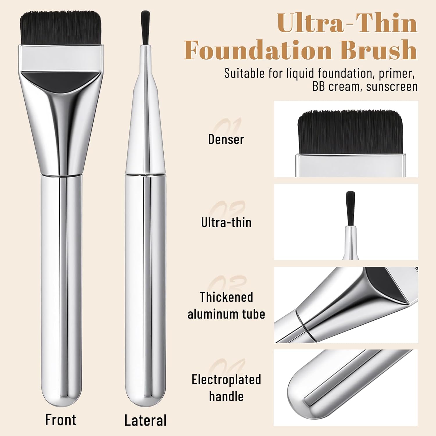 4-in-1 Color Changing Foundation with SPF 50 - Medium Spectrum Longwear Match Foundation with 2 Brushes - Moisturizing & Concealer Face Makeup for All Skin Types - Image 5