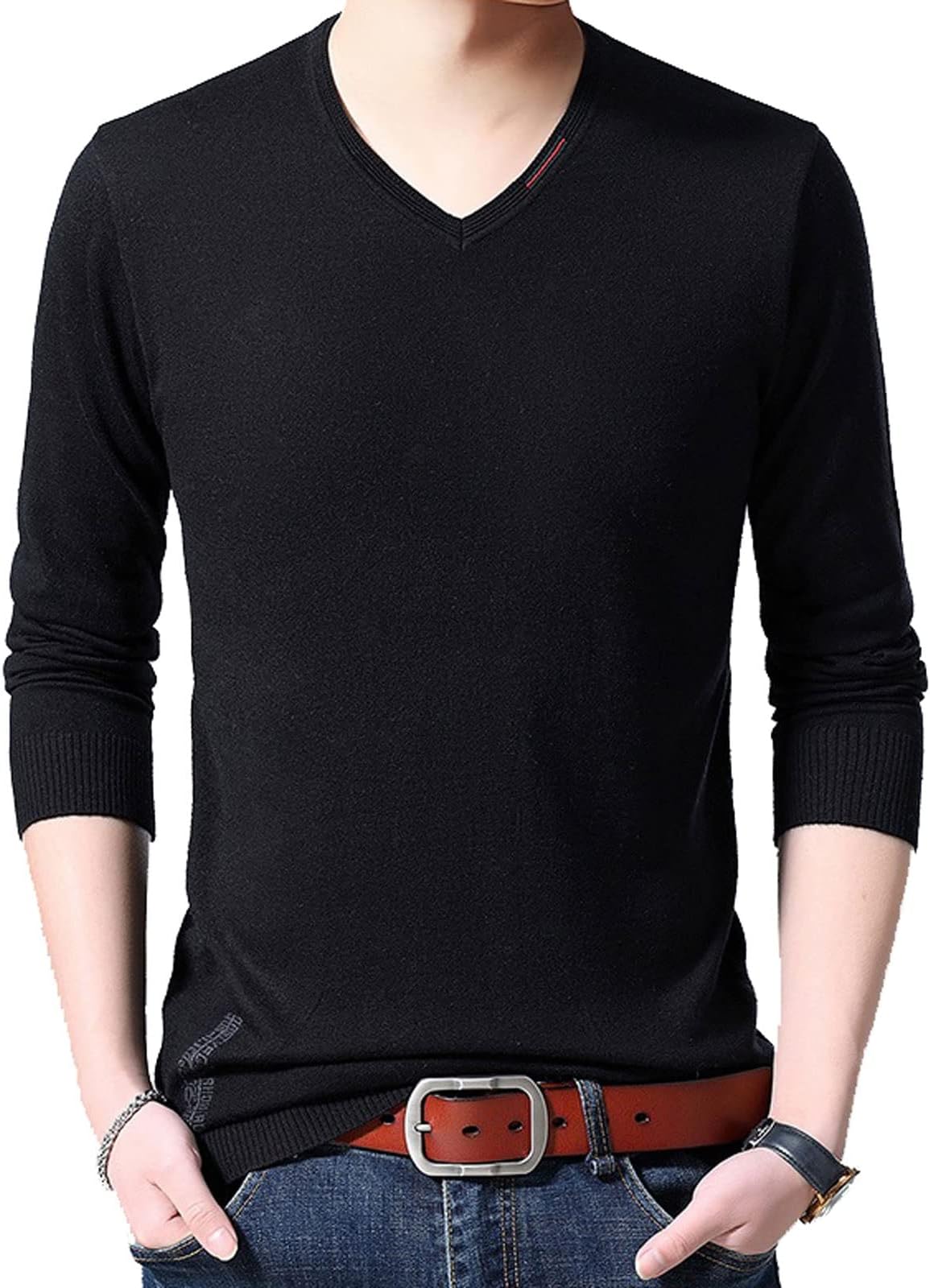 Mens Sweaters Knitted Pullover Plain Mens V Neck Sweater Autum Winter Casual Jumper Clothes Men
