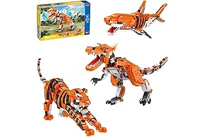 1030 Piece STEM Building Blocks for Kids- 3-in-1 Mini Transforming Tiger Lego Set