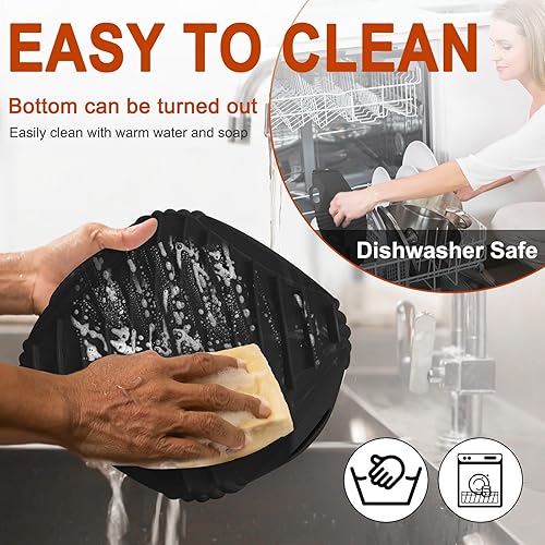 Vista 40 de Forros rectangulares de silicona para freidora de aire, paquete de 2 forros de freidora de aire de 8.0 pulgadas, forros de freidora de aire dobles