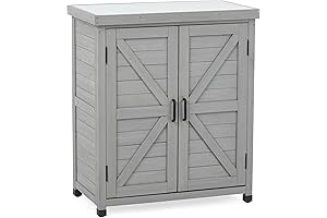 Potting Bench with Storage Cabinet for All-Weather Outdoor Patio Protection