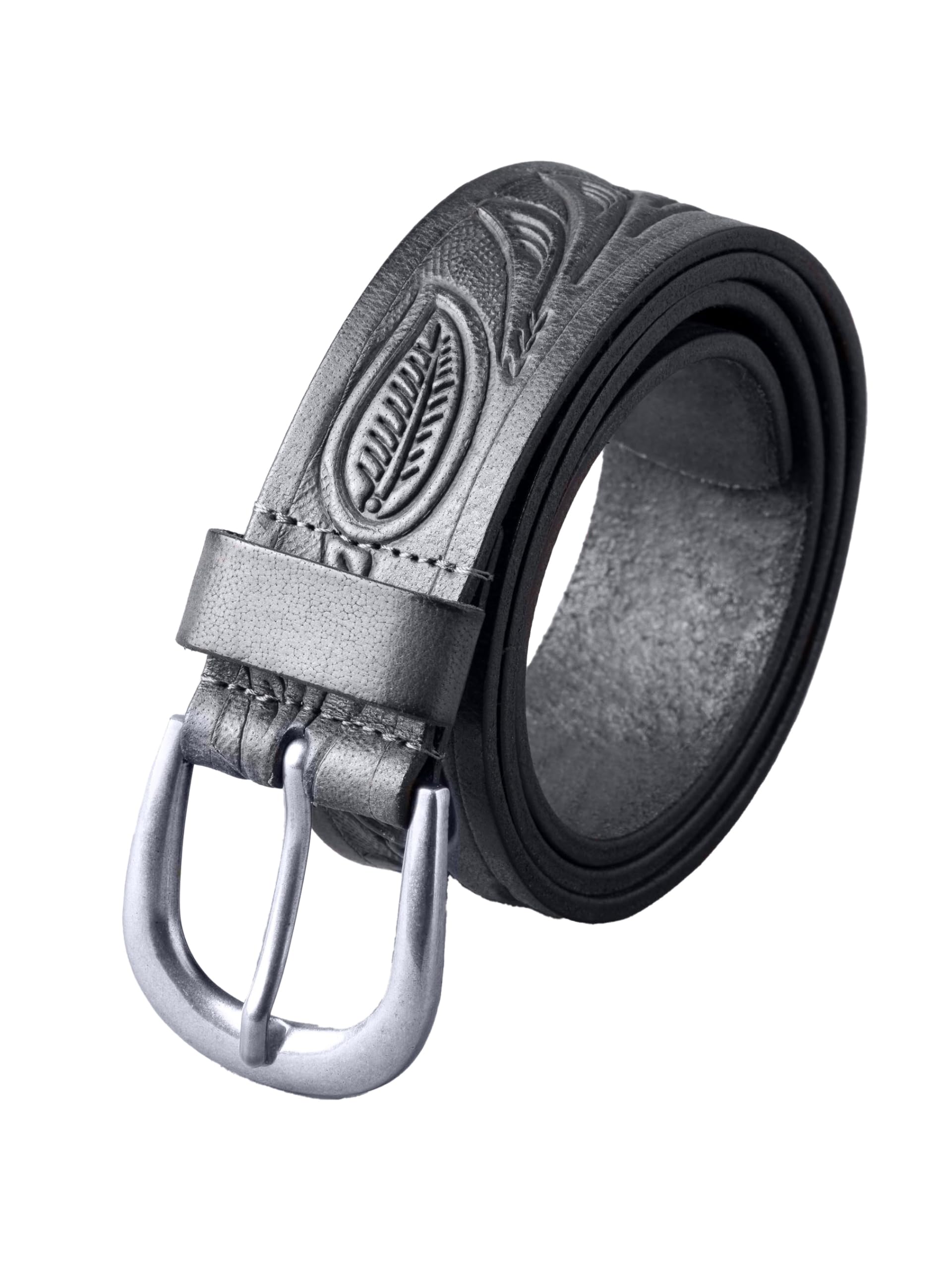 Lakeland Leather Women's Black Embossed Leather Belt In Tan (, Xl)