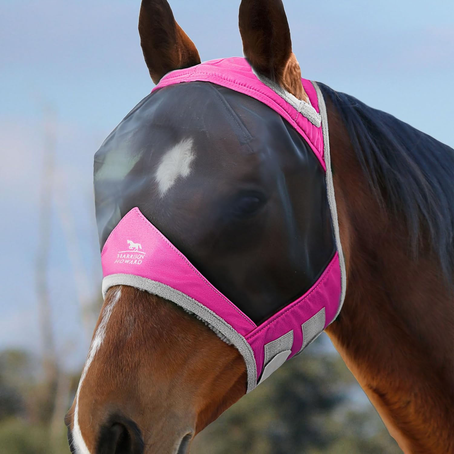 Harrison Howard CareMaster Pro Luminous Fly Mask Large Eye Space Standard Flamingo Full Size