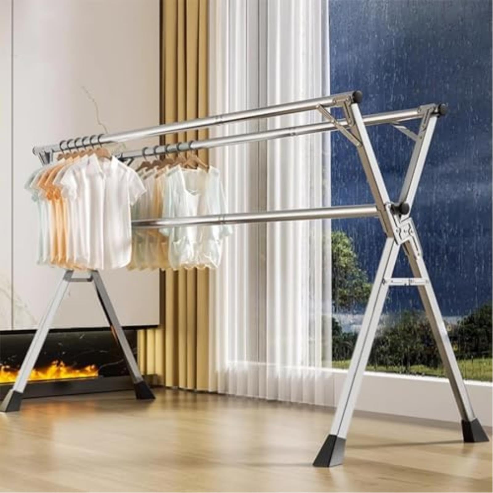Égouttoir à linge pour terrasse et buanderie étendoir sur roulettes