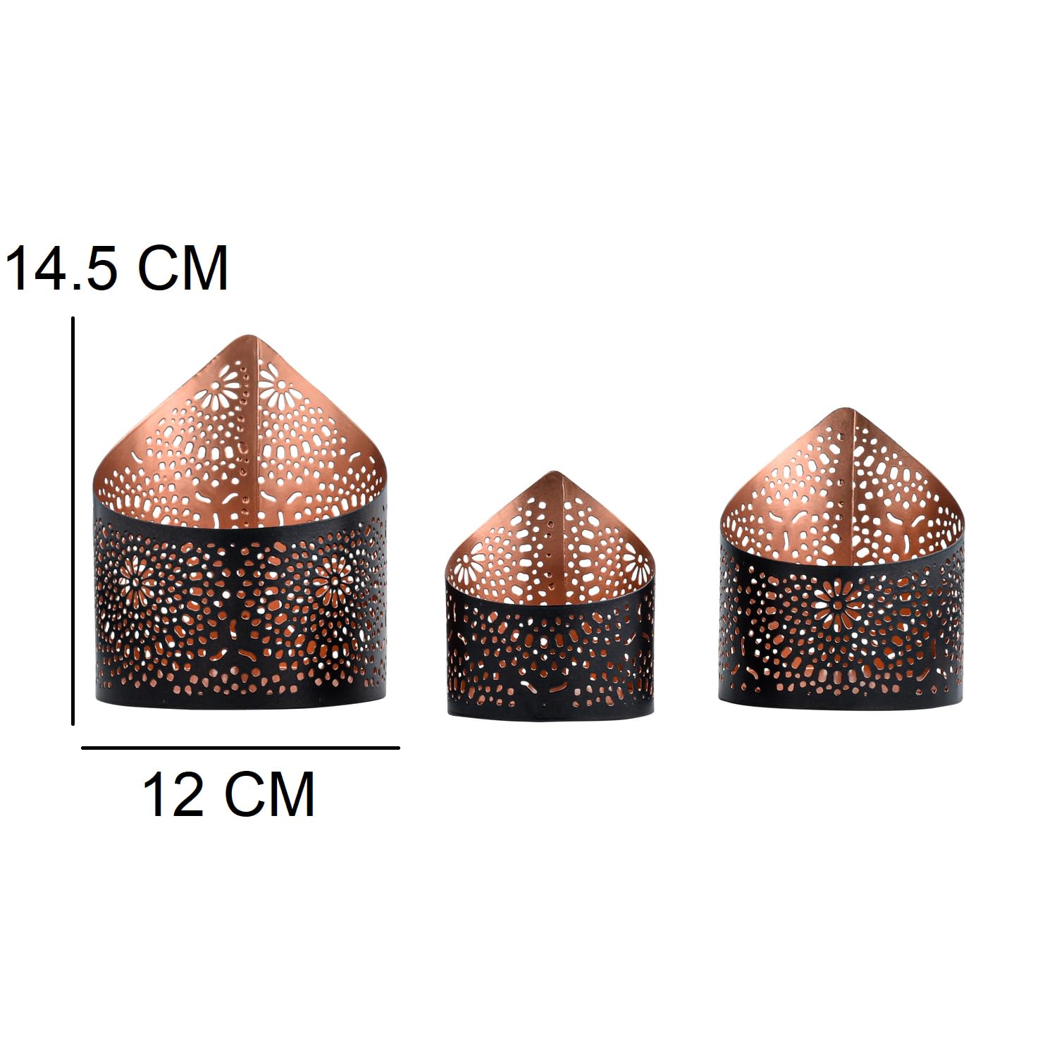 Set di 3 lanterne a candela marocchine decorative per pavimenti, decorazioni in Ramadan, decorazione interna della casa, patio o veranda all'aperto, Halloween, matrimoni, ambra