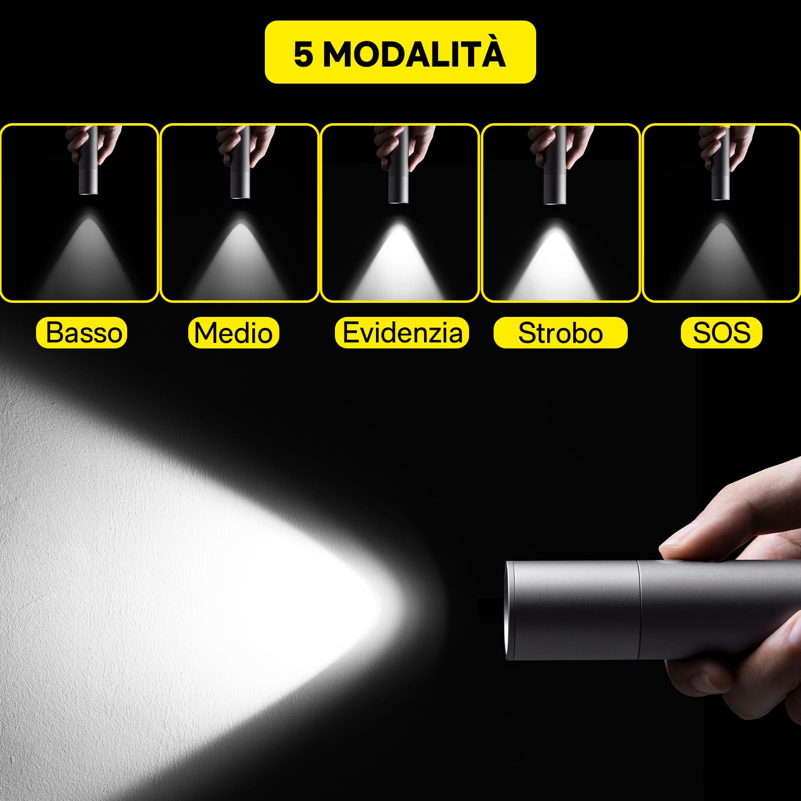 EverBrite Torcia LED Super Luminosa, Torcia Zoomable 400 Lumen, 4 Modalità, Antiurto, Ideale per il Campeggio e L'escursionismo All'aperto, Include 3 x AAA Batterie EverBrite Torcia LED Super Luminosa, Torcia Zoomable 400 Lumen, 4 Modalità, Antiurto, Ideale per il Campeggio e L'escursionismo All'aperto, Include 3 x AAA Batterie