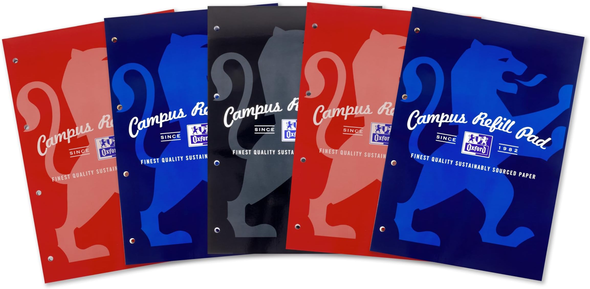 Campus Lined Paper A4 Refill Pad, Headbound 140 Pages, Assorted Colours, Pack of 5