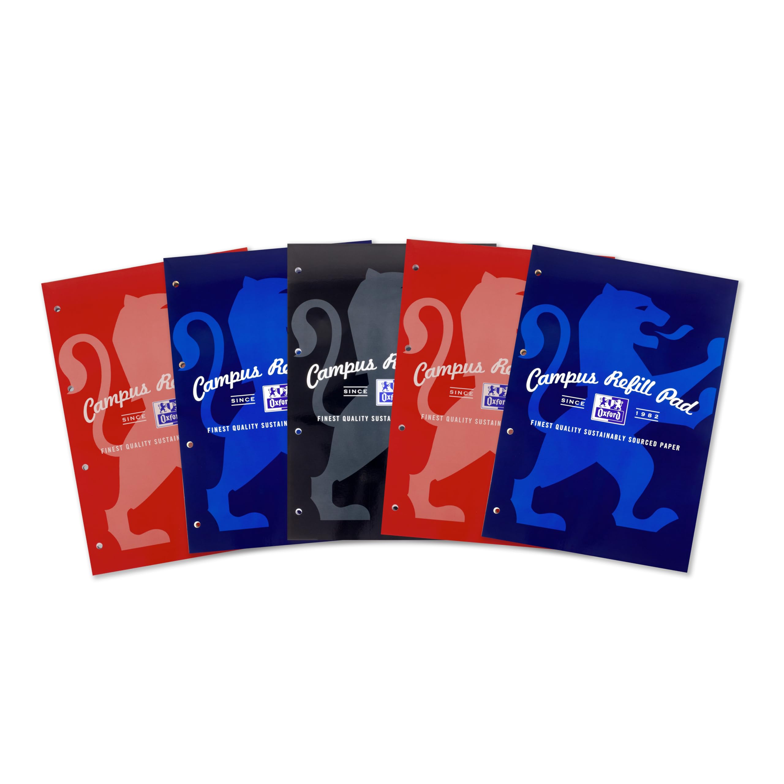 Campus Lined Paper A4 Refill Pad, Headbound 140 Pages, Assorted Colours, Pack of 5