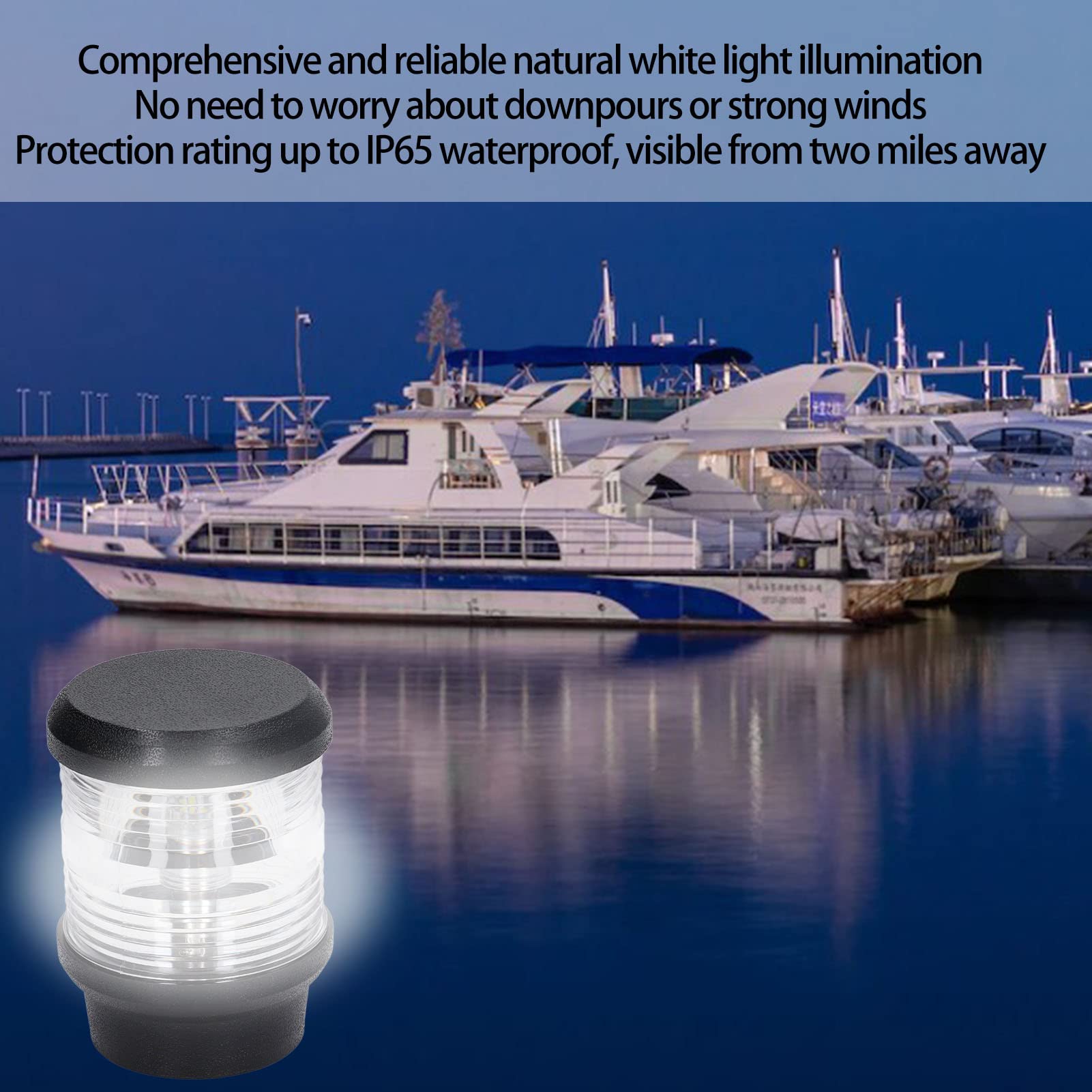 ZJchao Luci di Ancoraggio per Navigazione Marina a LED, Luce di Navigazione per Barca a Tutto Tondo 360° Bianca Visibilità 2NM 10‑24V per Crociera e Navigazione in Varie Condizioni
