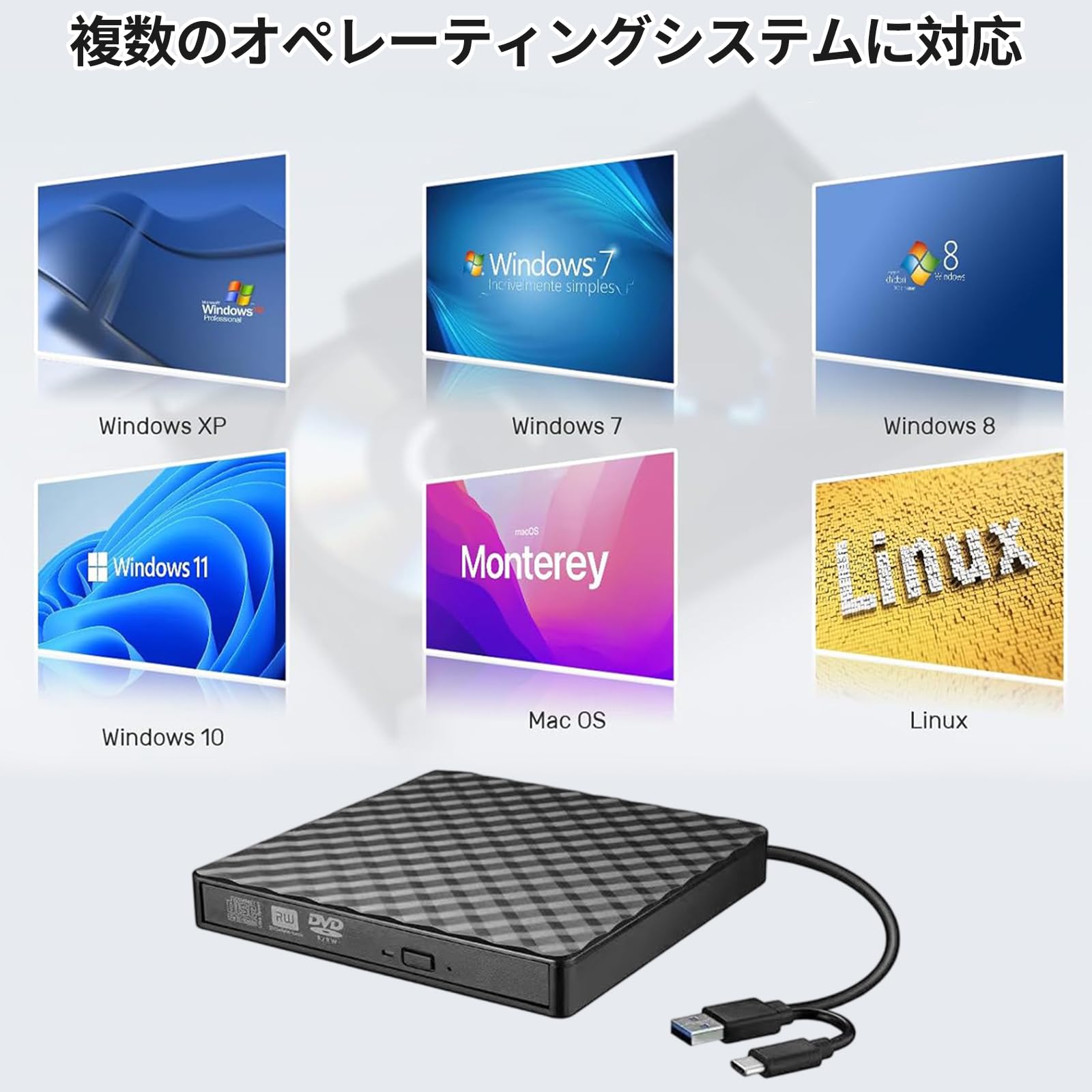 Amazon.co.jp: CD DVDドライブ 外付け USB3.0 Type-C Win/Mac/Linux