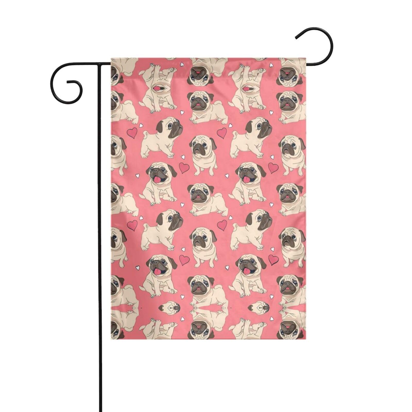 Pug Dog Garden Flag 12x18 Inch Small Garden Yard Flag For Outside,Spring Garden Flag For Outdoor Decoration
