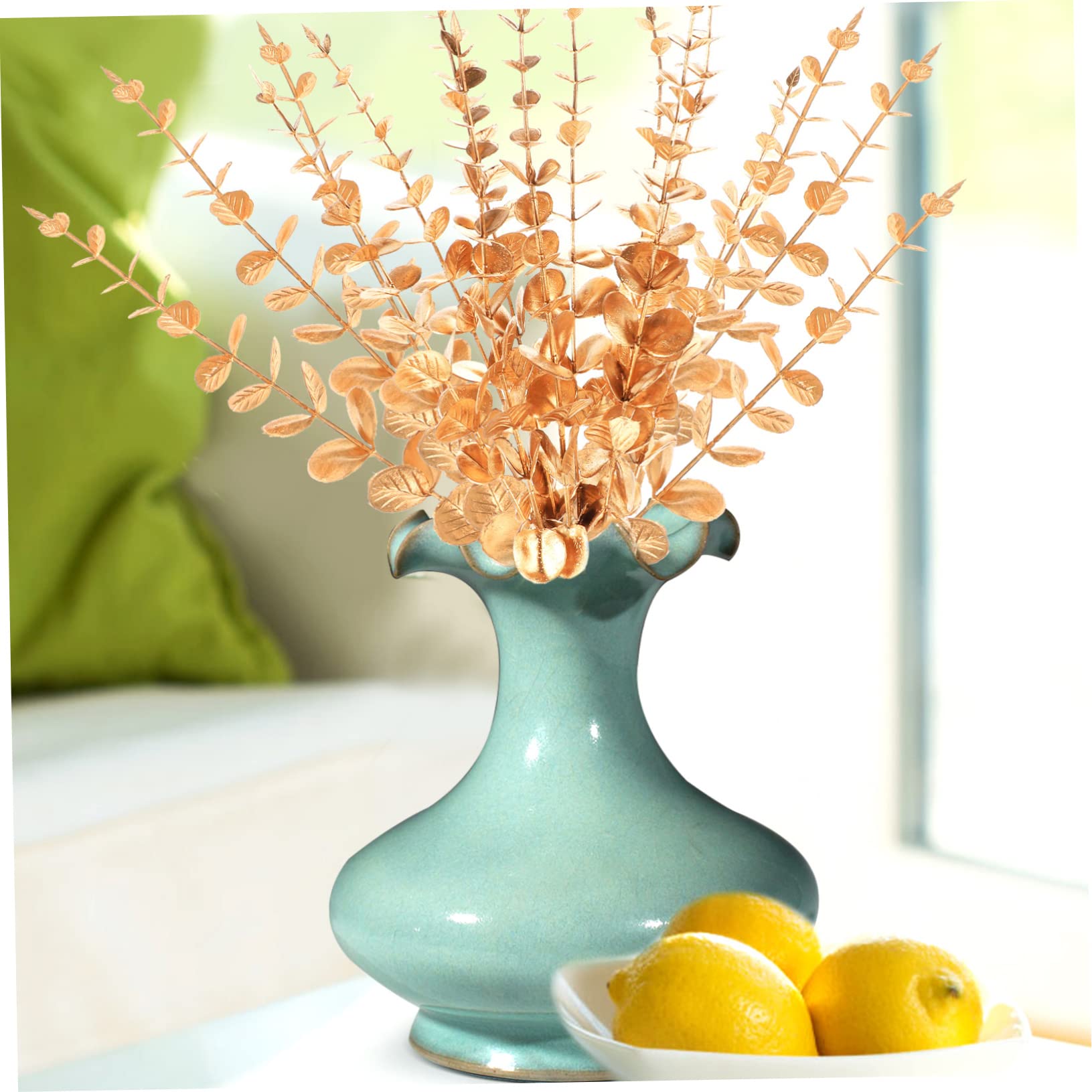 TOPBATHY 50pezzi Rami Di Eucalipto Finti Per Decorazioni Fiori Foglie Artificiali Per Elegante Adornamento Per Matrimonio e Casa