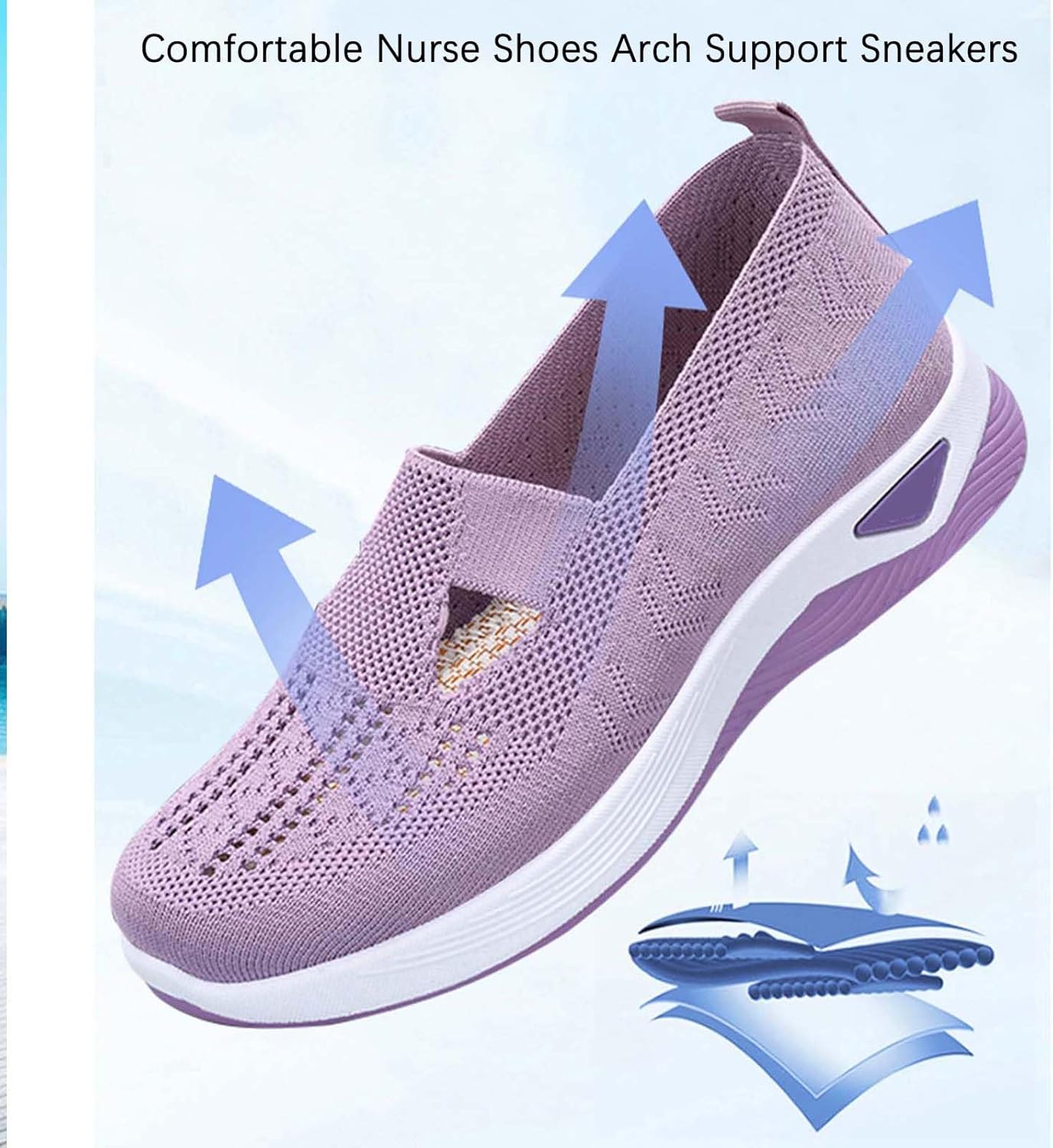 JollyPetal&Twig Orthopedic Shoes for Women,Women Wide Width Breathable Walking Comfortable Slip on Sneakers,Non Slip Arch Support Slip on Shoes - Image 5