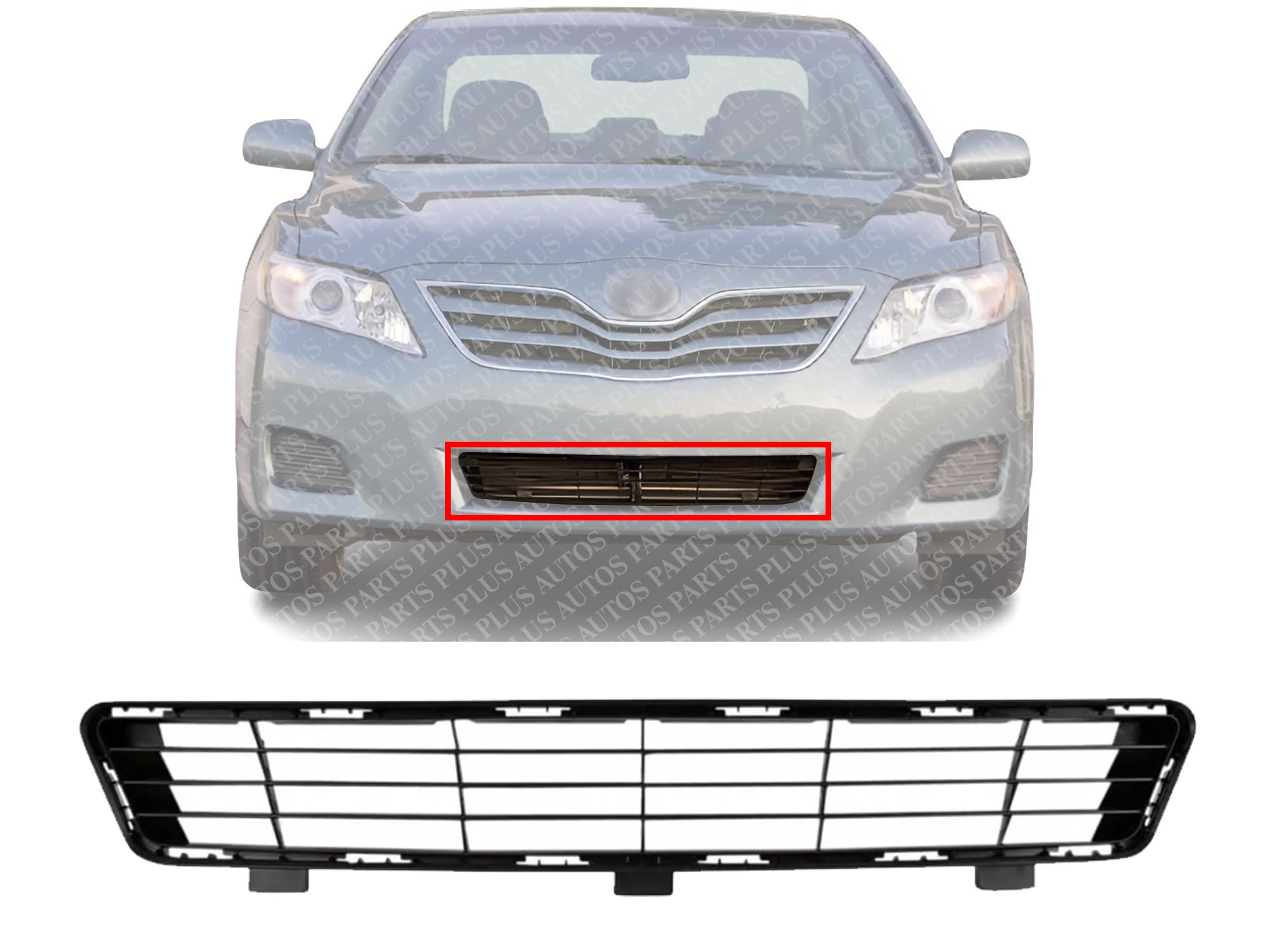 AUTOS PARTS PLUS Front Bumper Center Grille Textured Black Direct Replacement Compatible With 2010-2011 Toyota Camry TO1036118 5311206090