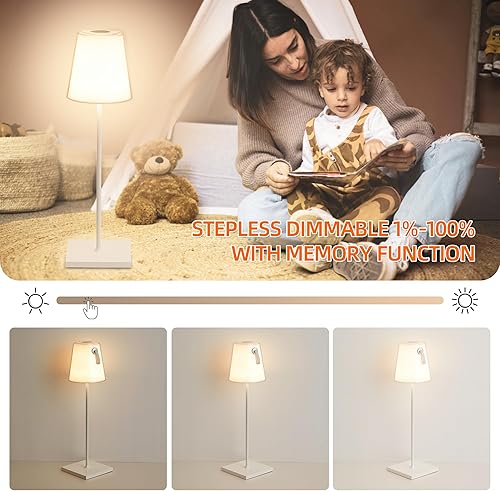 Miniatura 3 de LEDLUX Lámpara de mesa LED inalámbrica, lámpara de escritorio recargable, luz nocturna pequeña inalámbrica, luz de escritorio moderna de metal
