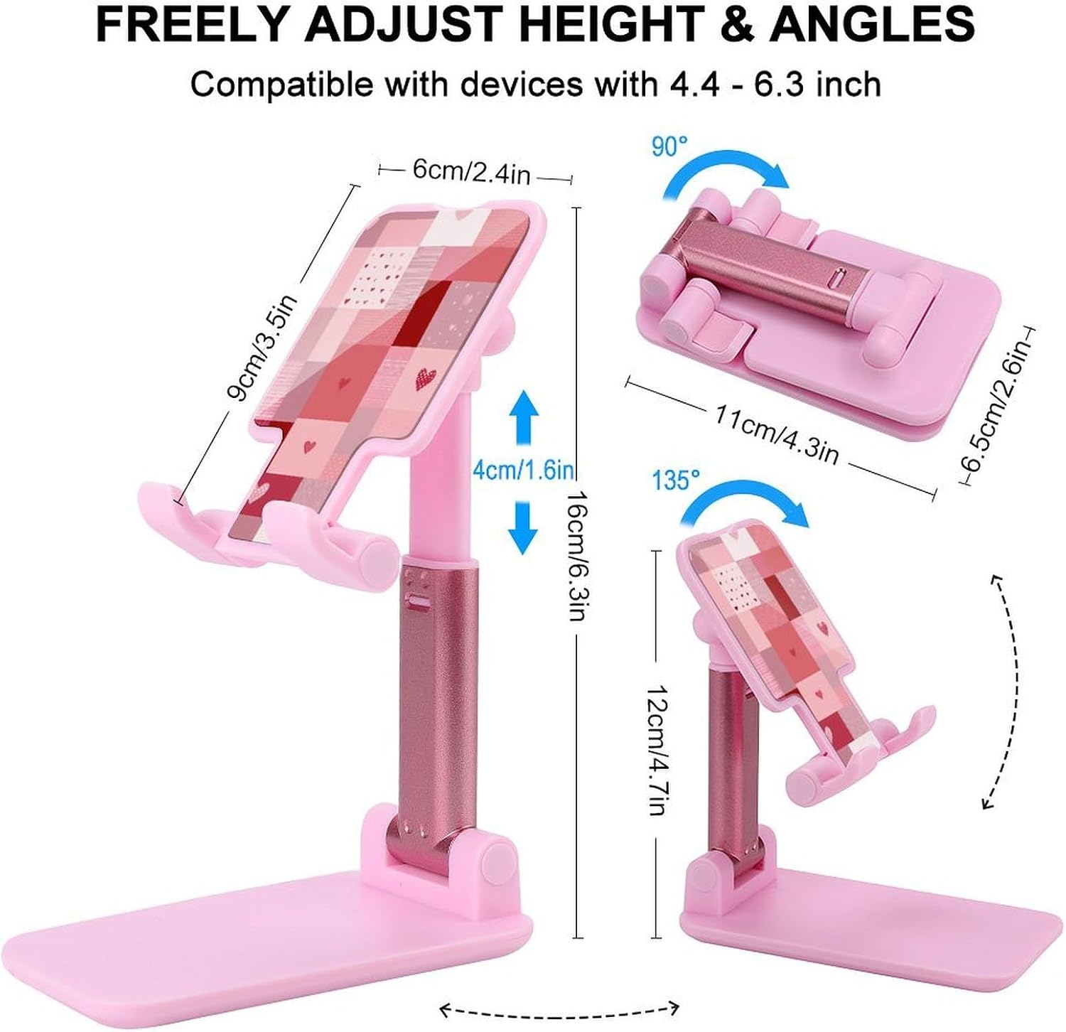 Valentines Day Checkered Cell Phone Stand for Desk Phone Holder Mount image 2