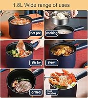 Vista 9 de Olla caliente eléctrica, cocina rápida de fideos de 1.8 litros, cocina eléctrica, olla de cocina multifuncional, sartén, mini vapor, cacerola Azul